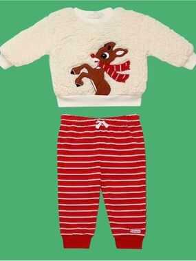 Rashti & Rashti Baby Boy Rudolph Crewneck Top & Jogger Pants 2-Piece Set 9M NWT